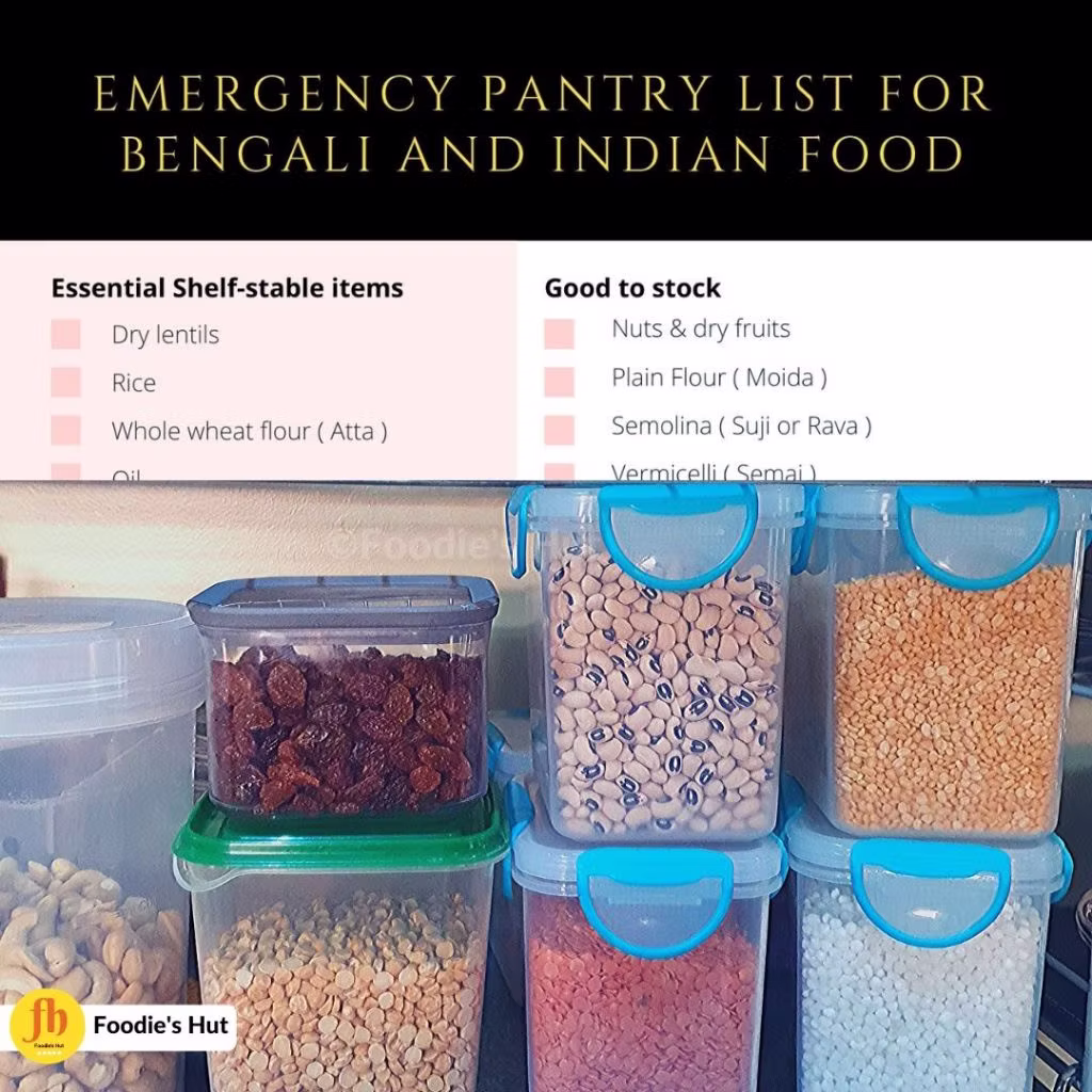 Emergency pantry list for Benglai and Indian Food