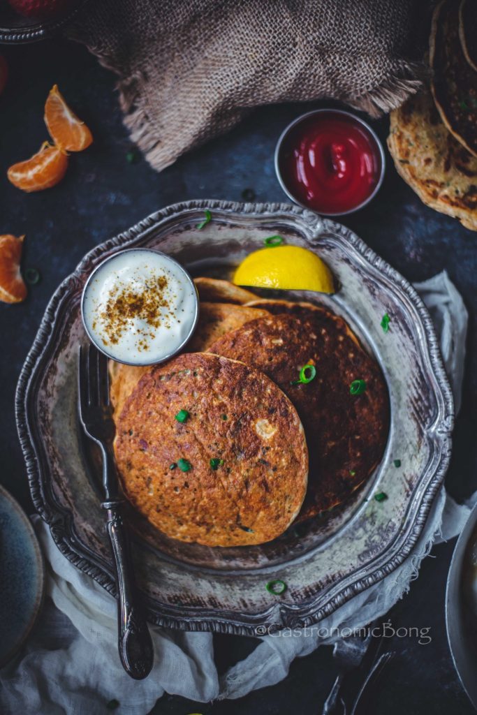 Savoury Paneer and Veggies Multigrain Pancakes by thegastronomicbong