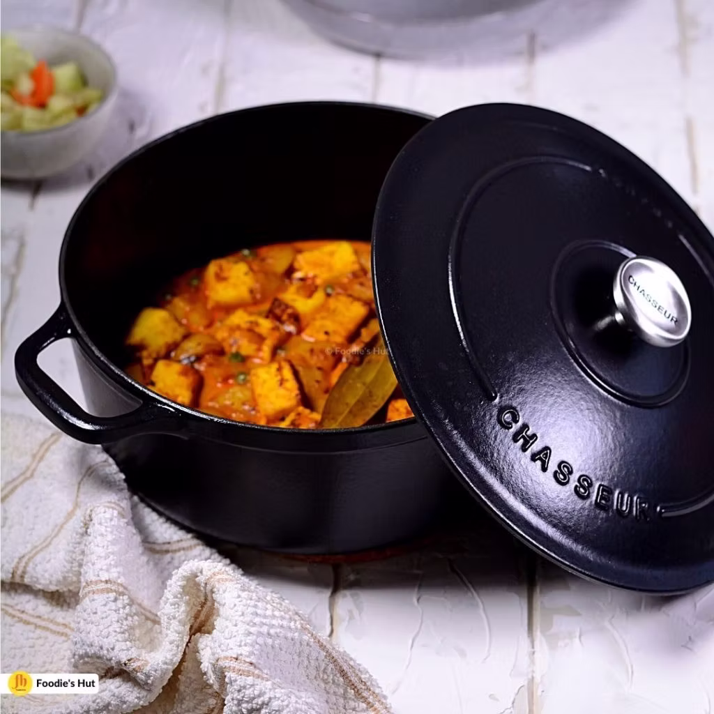Aloo Paneer er Dalna cooked in Cast Iron Dutch Oven