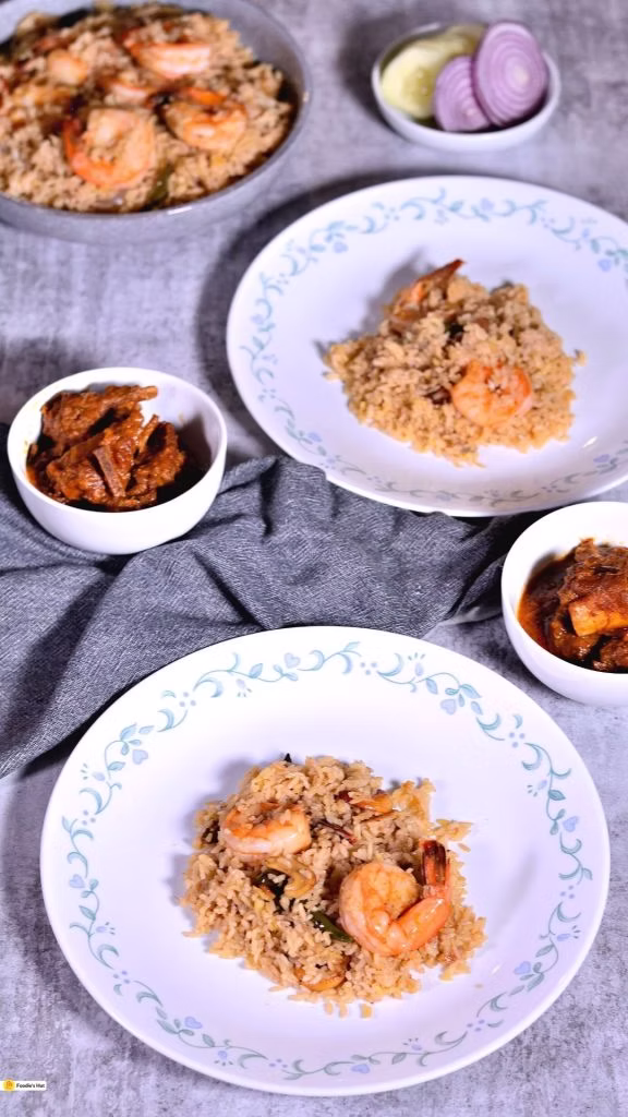 Prawn Pulao served with Mutton Korma