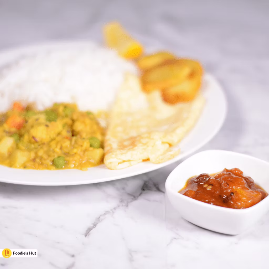 Tomato Khejur Amsotto Chutney in Bengali Bhoger Khichuri platter